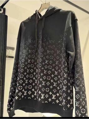Louis Vuitton Black Crewneck Hoodie with Monogram Print